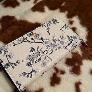 Floral White and Blue Designer Wallet